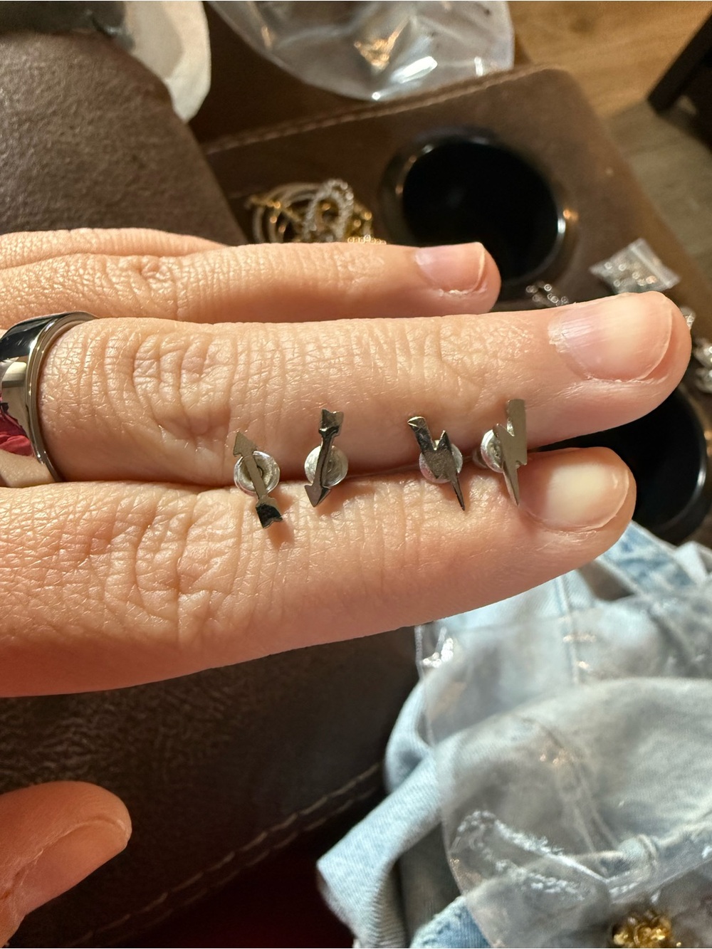 Silver Lightning Bolt & Arrow Stud Earrings - Minimalist Women’s Jewelry